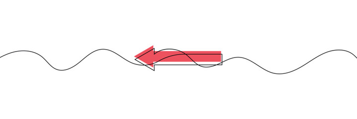 Arrow pointing right and Left, line continuous drawing vector. One line Arrow pointing right, vector background. Arrow pointing right, icon. Continuous outline of a Arrow&nbsp;pointing&nbsp;right. EPS 10 .