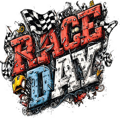 Obraz premium Race Day Vector Illustration – Running Event Clipart for T-Shirts & Sublimation