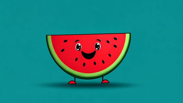 Smiling Watermelon Slice Cartoon Illustration