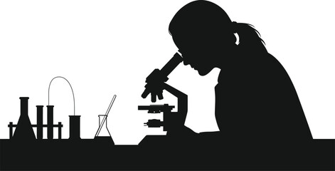 Scientist Silhouette Microscope Vector Art
