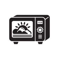 Microwave Silhouette Vector Illustration, Solid White Background.