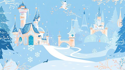 Light Blue Children's Illustration Fairy Tale Background: A Dreamy Canvas of Enchantment and Whimsy