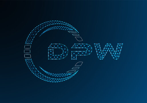 DPW low poly letter logo vector design. DPW lower poly logo design.