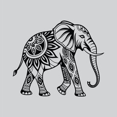Sharp Line Elephant Tattoo Illustration
