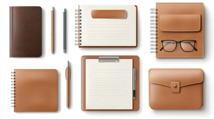 Business planner set isolated on white background