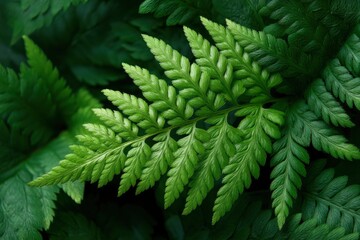 Obraz premium Green Fern Frond Close Up