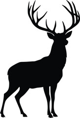 Black and White Deer Silhouette Vector