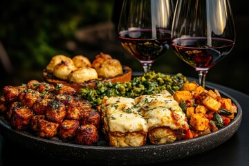 Vegetarian bites paired with refined wine