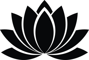 Black and White Lotus Flower Silhouette