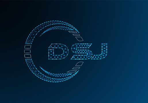 DSJ low poly letter logo vector design. DSJ lower poly logo design.