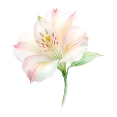 Fototapeta premium watercolor white lily isolated on white