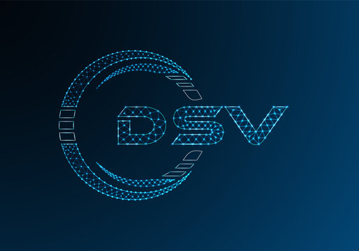 DSV low poly letter logo vector design. DSV lower poly logo design.