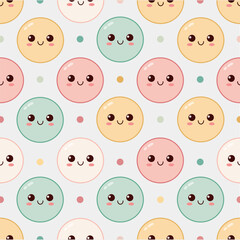 Cute Round Faces Pattern – Pastel Emoji Style Background
