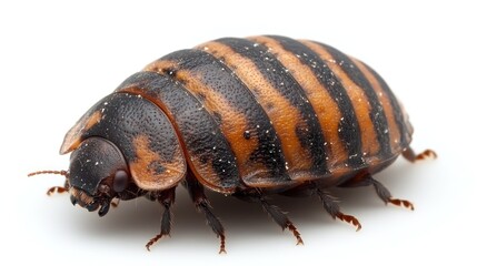 Striped Pillbug Close-Up: Detailed View of an Isopod