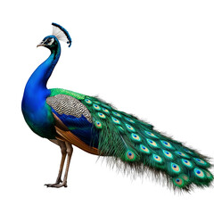 Obraz premium Majestic peacock displaying its vibrant plumage
