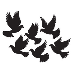 Obraz premium Flying birds silhouettes on white background. Vector illustration, 