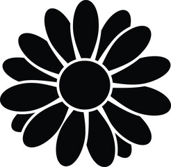 Black and White Daisy Silhouette Vector