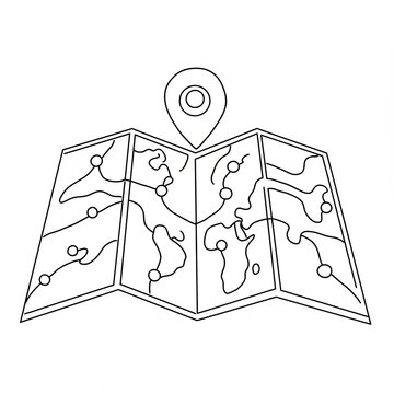 black and white map with location pin clip art preview