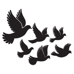 Obraz premium Flying birds silhouettes on white background. Vector illustration, 