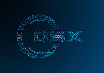 DSX low poly letter logo vector design. DSX lower poly logo design.