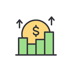 Finance chart colored icons, minimalist vector illustration ,simple transparent graphic element .Isolated on white background