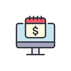 Fiscal year colored icons, minimalist vector illustration ,simple transparent graphic element .Isolated on white background