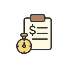 Financial report colored icons, minimalist vector illustration ,simple transparent graphic element .Isolated on white background