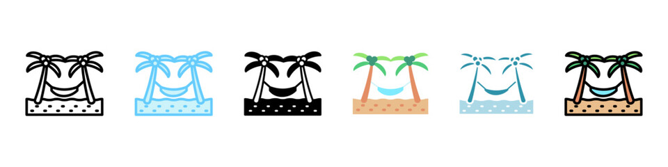 Hammock Nap multi style, mini illustration icon, related to relaxation, spa, wellness and more. Vector EPS 10 for modern concept, print, UI, UX kit, web and app development