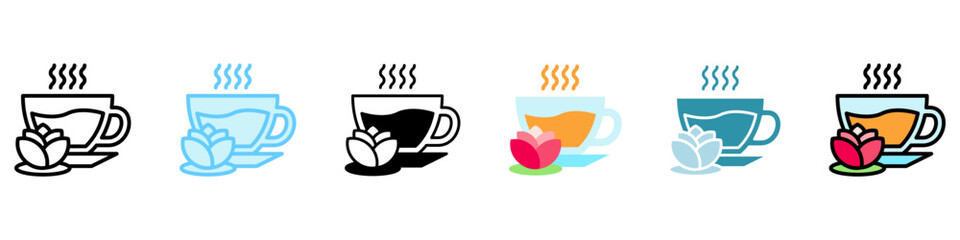 Herbal Tea multi style, mini illustration icon, related to relaxation, spa, wellness and more. Vector EPS 10 for modern concept, print, UI, UX kit, web and app development