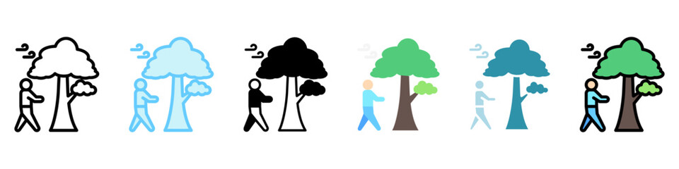 Slow Walk multi style, mini illustration icon, related to relaxation, spa, wellness and more. Vector EPS 10 for modern concept, print, UI, UX kit, web and app development