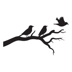 Flying birds silhouettes on white background. Vector illustration, 
