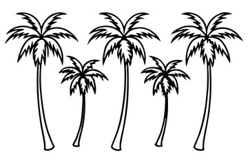 Naklejka premium Coastal Palm Tree Line Drawing