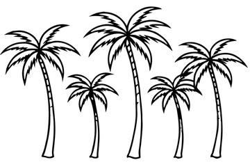 Naklejka premium Coastal Palm Tree Line Drawing