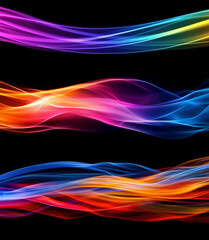 Colorful waves of light and energy create a dynamic abstract visual display