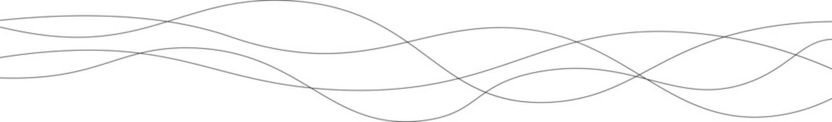 Curved black long lines pattern minimalist background. Horizontal wavy line seamless pattern. Abstract wave elements, pattern, background. Curve line art striped. Vector illustration