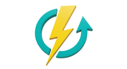 Isolated Lightning Bolt with Circular Arrow