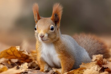Obraz premium Squirrel on Ground Looking at Camera
