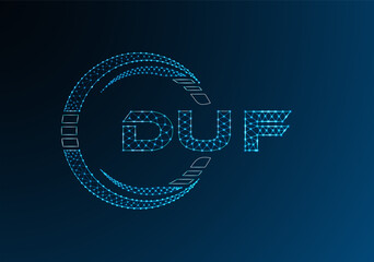 DUF low poly letter logo vector design. DUF lower poly logo design.