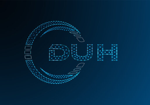 DUH low poly letter logo vector design. DUH lower poly logo design.