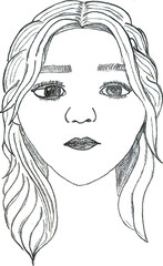 Hand-drawn portrait of a woman with long, braided hair