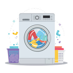 Washing machine flat design style. Vector illustration