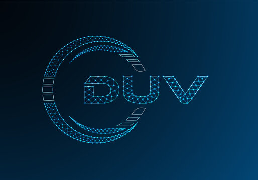 DUV low poly letter logo vector design. DUV lower poly logo design.