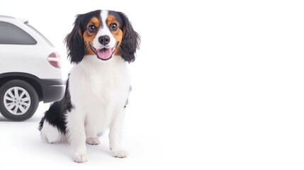 Adorable Cavalier King Charles Spaniel Ready for a Car Trip