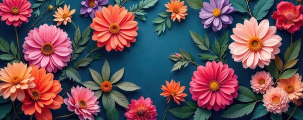 Vibrant floral tapestry, blossoms in diverse hues , flowers, blossom carpet, flora