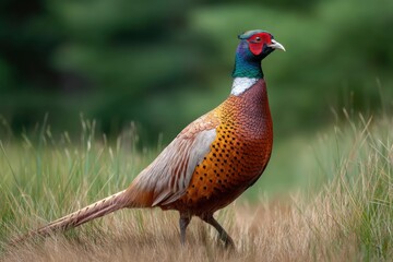 Fototapeta premium Pheasant in Grassy Field