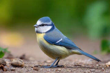 Obraz premium Blue Tit Bird on Ground