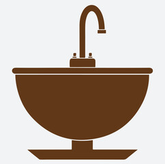 bathroom sink silhouette vector art illustration, illustration of a ceramic bowl