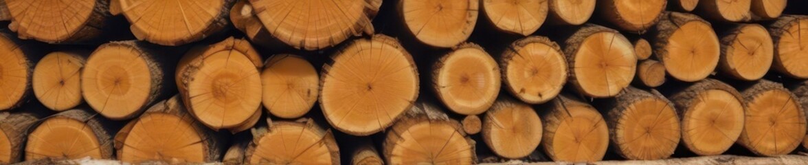 A towering stack of neatly arranged logs, sunlight dappling the wood , lumber, fuel