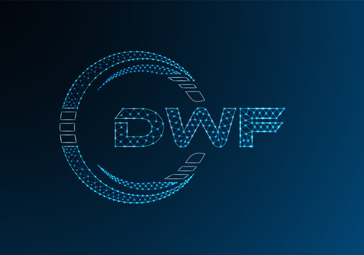 DWF low poly letter logo vector design. DWF lower poly logo design.