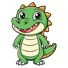 Fototapeta premium Cute cartoon baby alligator on white background
